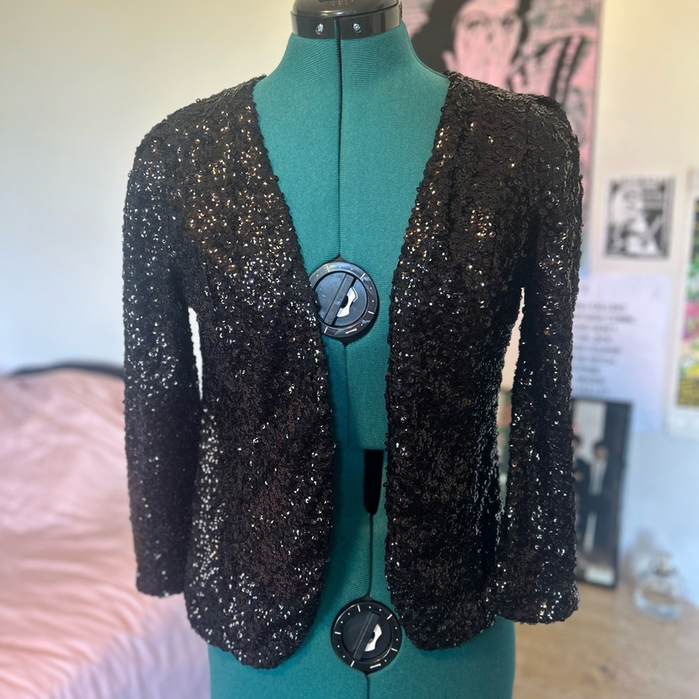 INC International Concepts Black Sequin Blazer